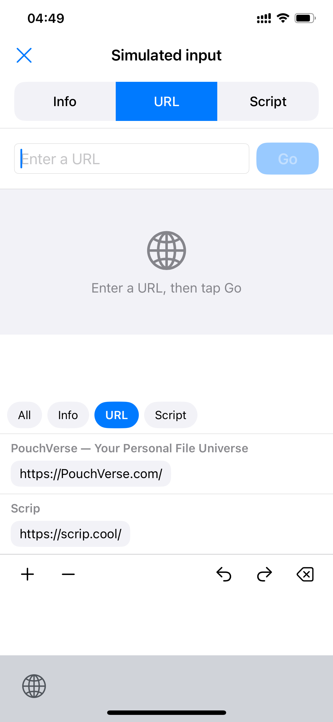 Demo de escribir una URL con el teclado